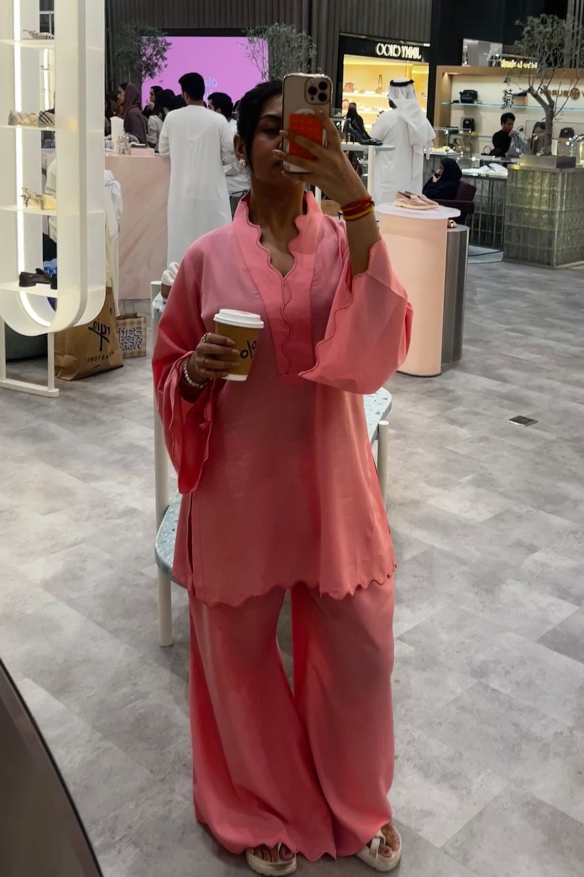 Crepe Embroidered Scalloped Straight Kurta Bell Bottom Pants Set-Customisable