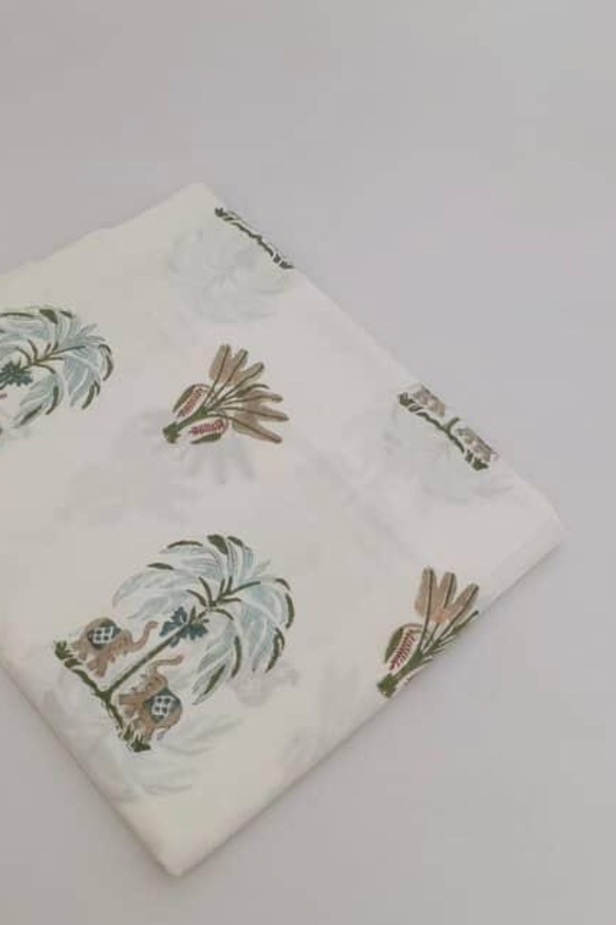 Cotton Palm Tree Block Printed Straight Kurta Farshi Salwar Set-White