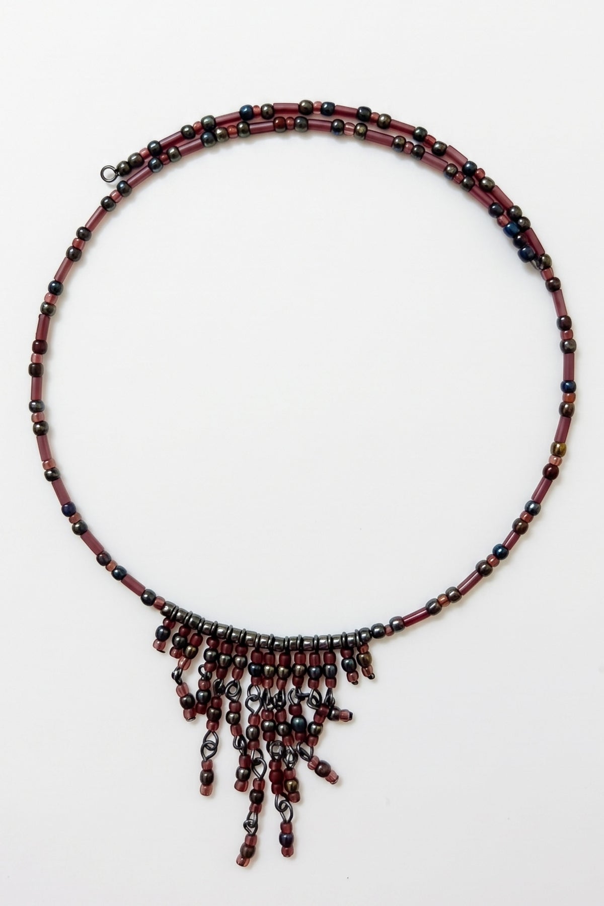 Artisan Mauve Beaded Fringe Choker