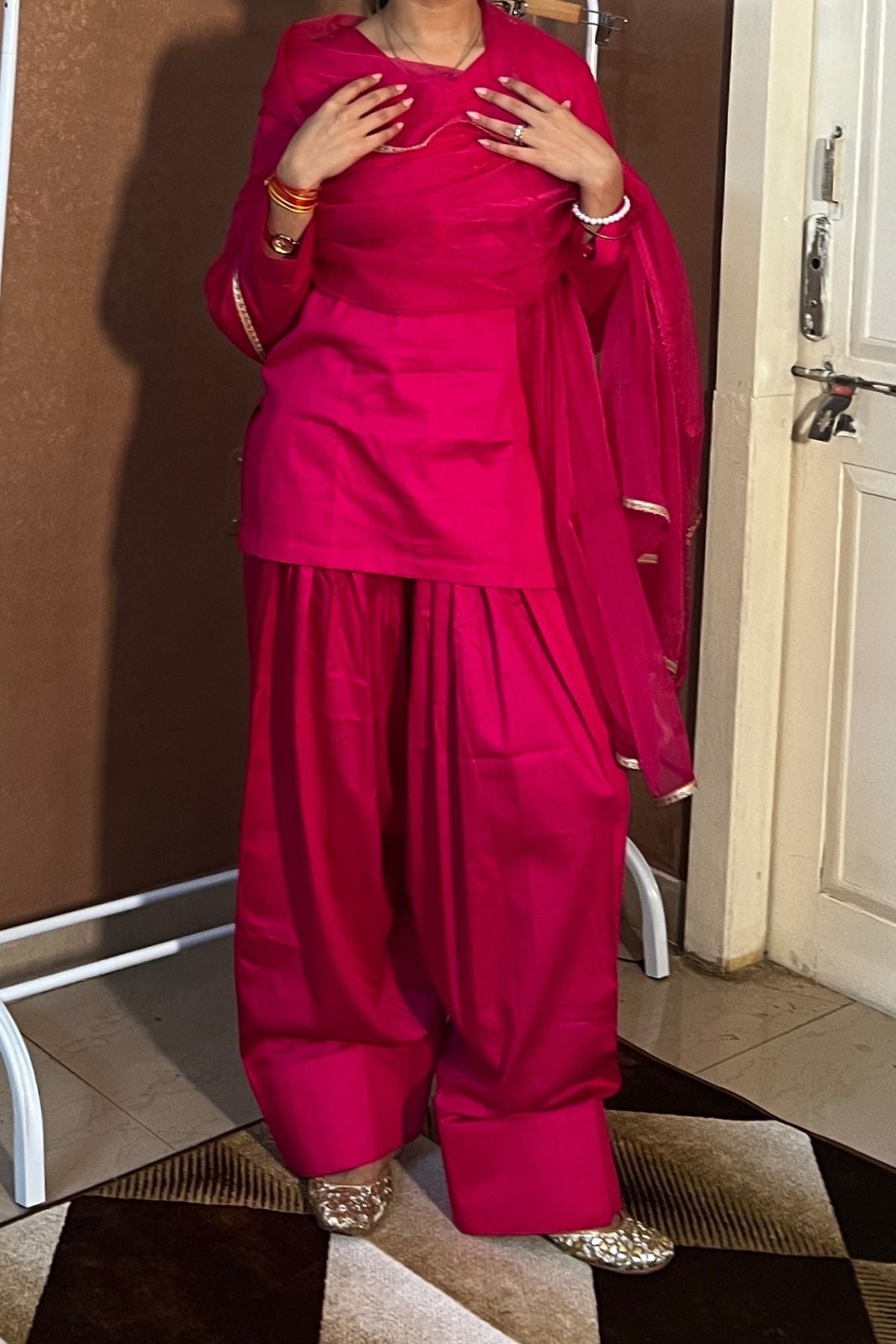Solid Straight Kurta Farshi Salwar Set-Customisable