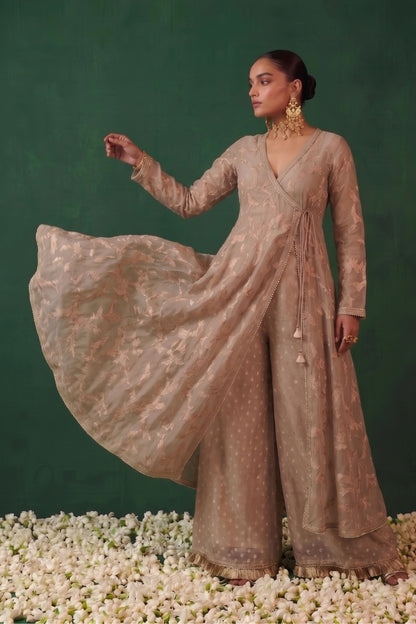 Ruhani Banarasi Tissue Angrakha With Palazzo