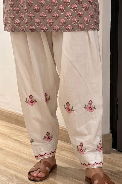 Pure Cotton Floral Embroidered Farshi Salwar