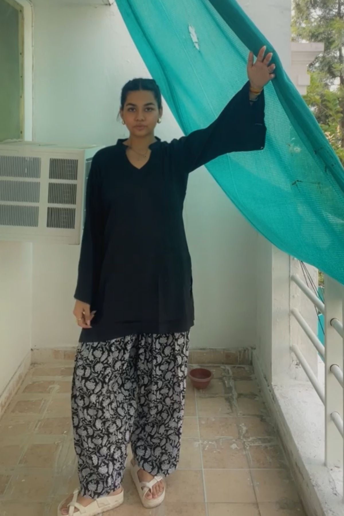 Cotton Solid Straight Kurta with Block Printed Salwar Set-Customisable