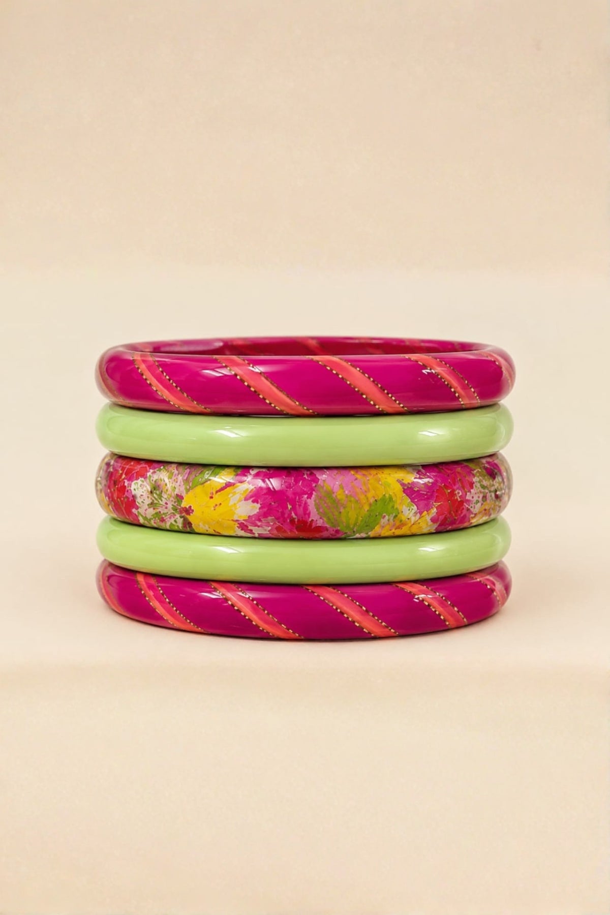 Marble Stripe Lac Bangles – Handcrafted Multicolor Set of 5 (Copy)