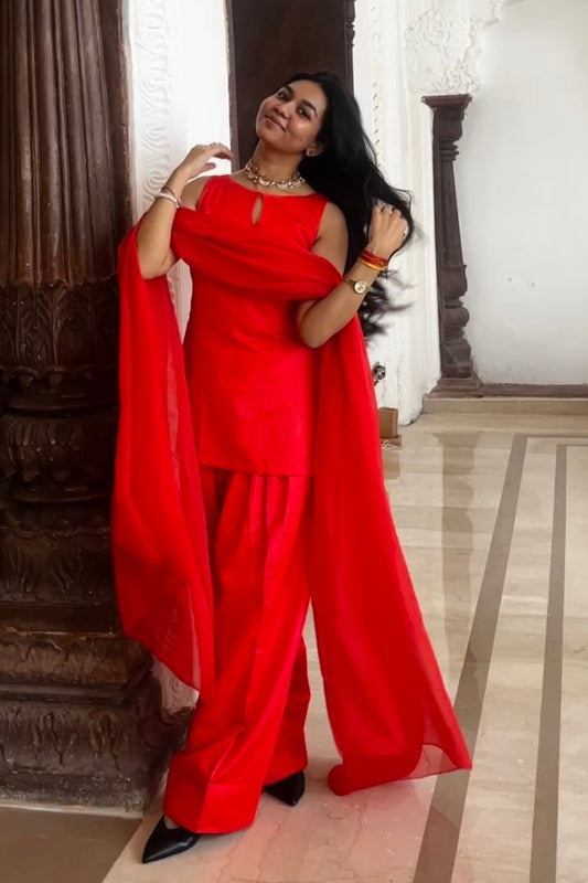 Solid Straight Kurta Farshi Salwar Set-Customisable