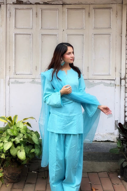 Solid Straight Kurta Farshi Salwar Set-Customisable