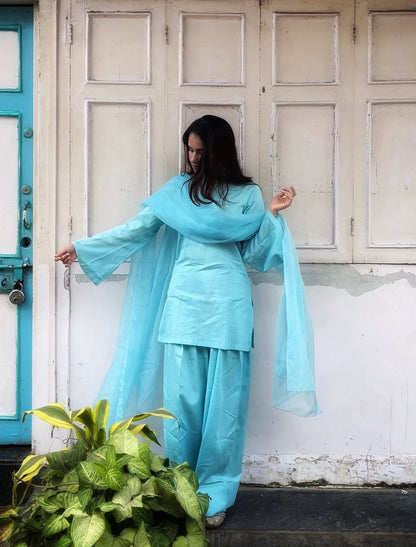 Solid Straight Kurta Farshi Salwar Set-Customisable