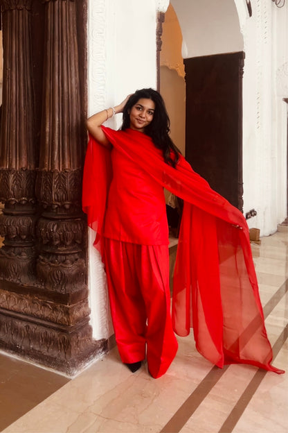 Solid Straight Kurta Farshi Salwar Set-Sleeveless