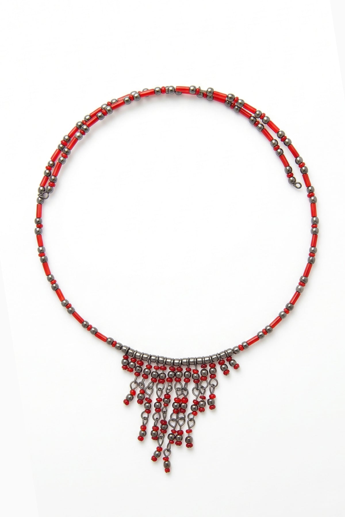 Artisan Midnight Coral Beaded Fringe Choker