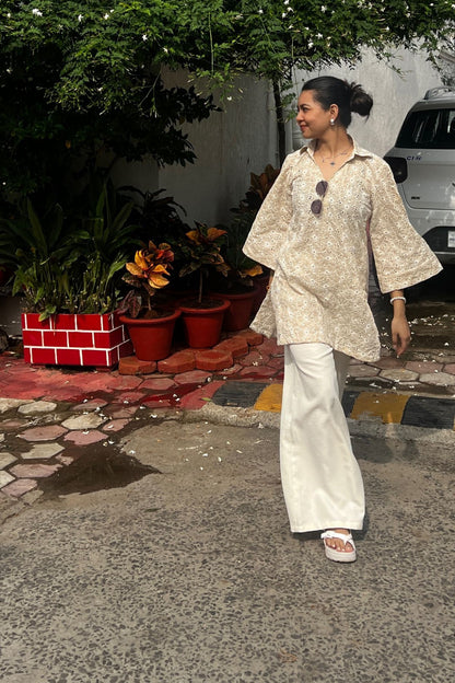 Hakoba Chikan Straight Kurta