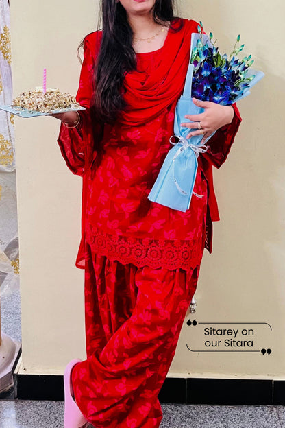Cotton Printed Straight Kurta Palazzo Set