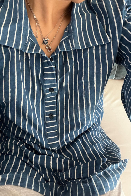 Indigo Stripes Kurta Shirt