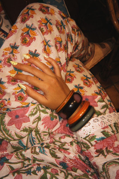 Cotton Block Printed Straight Kurta Farshi Salwar Set-White