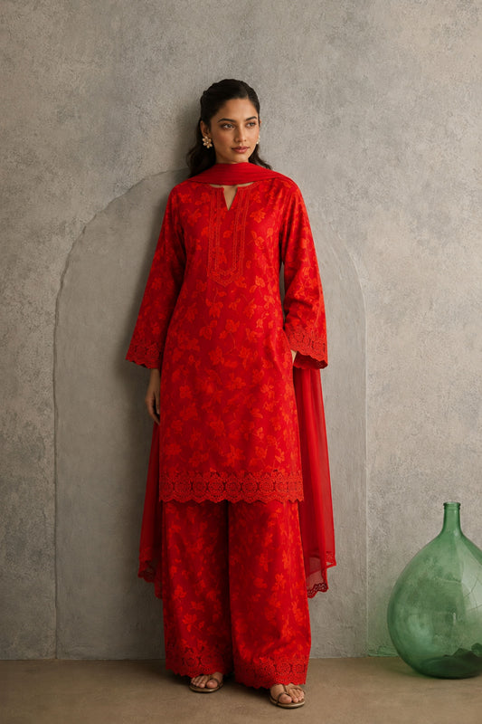 Cotton Printed Straight Kurta Palazzo Set