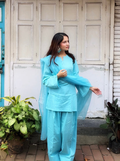 Solid Straight Kurta Farshi Salwar Set-Customisable