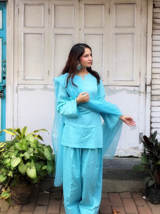 Solid Straight Kurta Farshi Salwar Set-Customisable