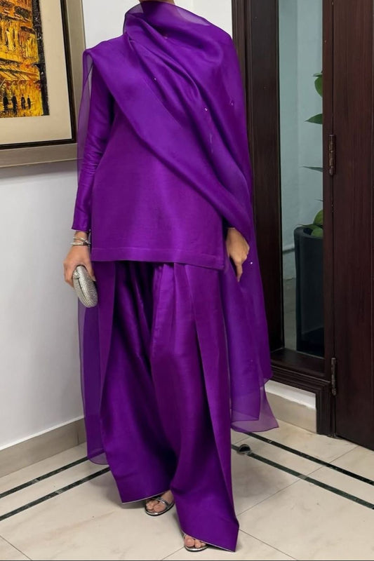 Solid Straight Kurta Farshi Salwar Set-Customisable