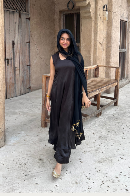 Solid Modal A-Line Kurta Straight Pant Set With Dupatta-Customisable