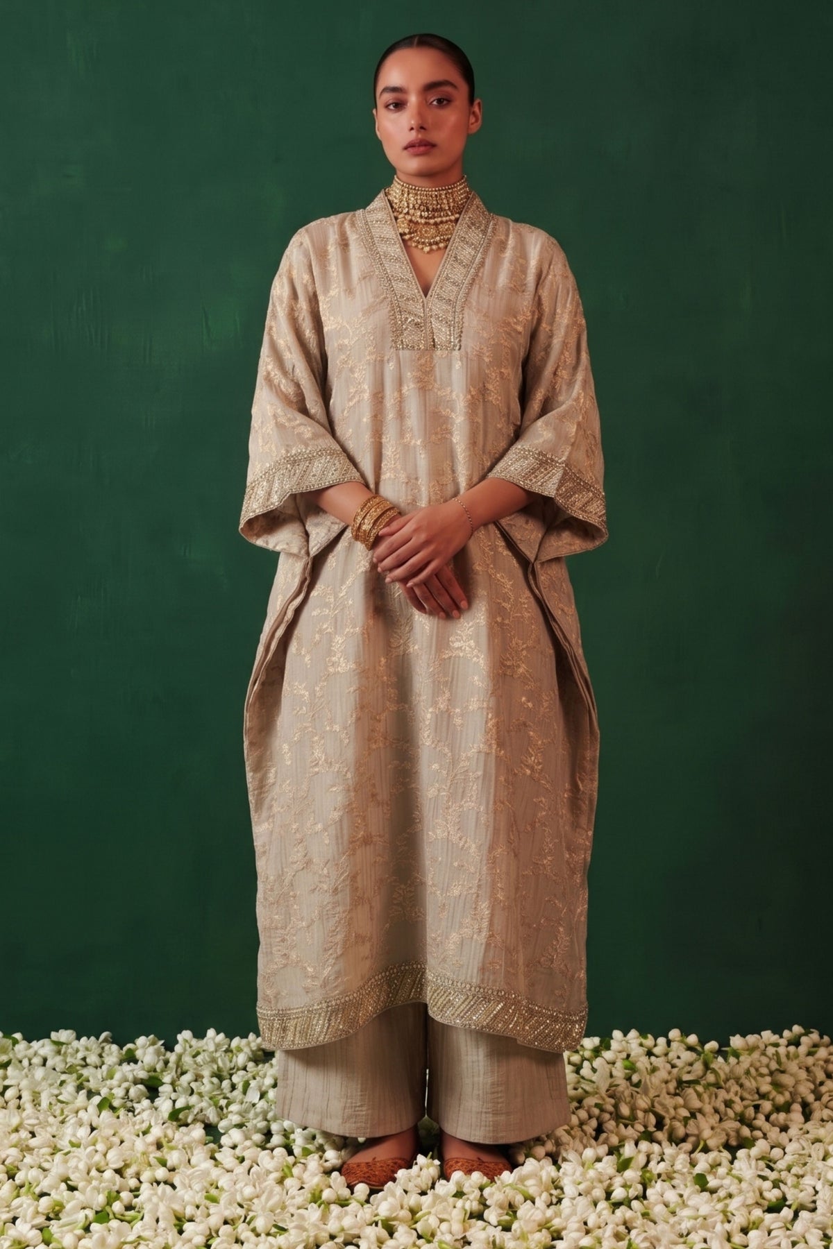 Ruhani Banarasi Tissue Kaftan With Palazzo