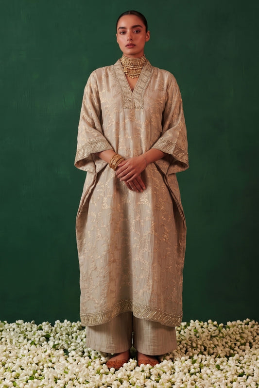 Ruhani Banarasi Tissue Kaftan With Palazzo