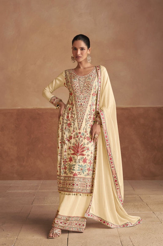 Chinon Embroidered Yellow Suit With Embellishment