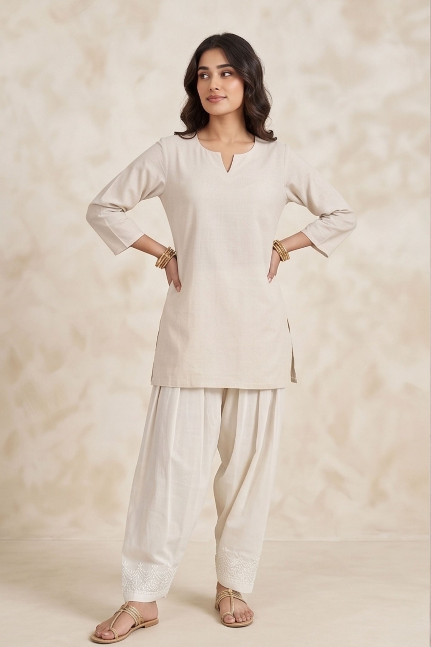 Pure Cotton Embroidered Farshi Salwar
