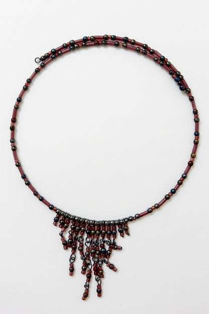 Artisan Mauve Beaded Fringe Choker