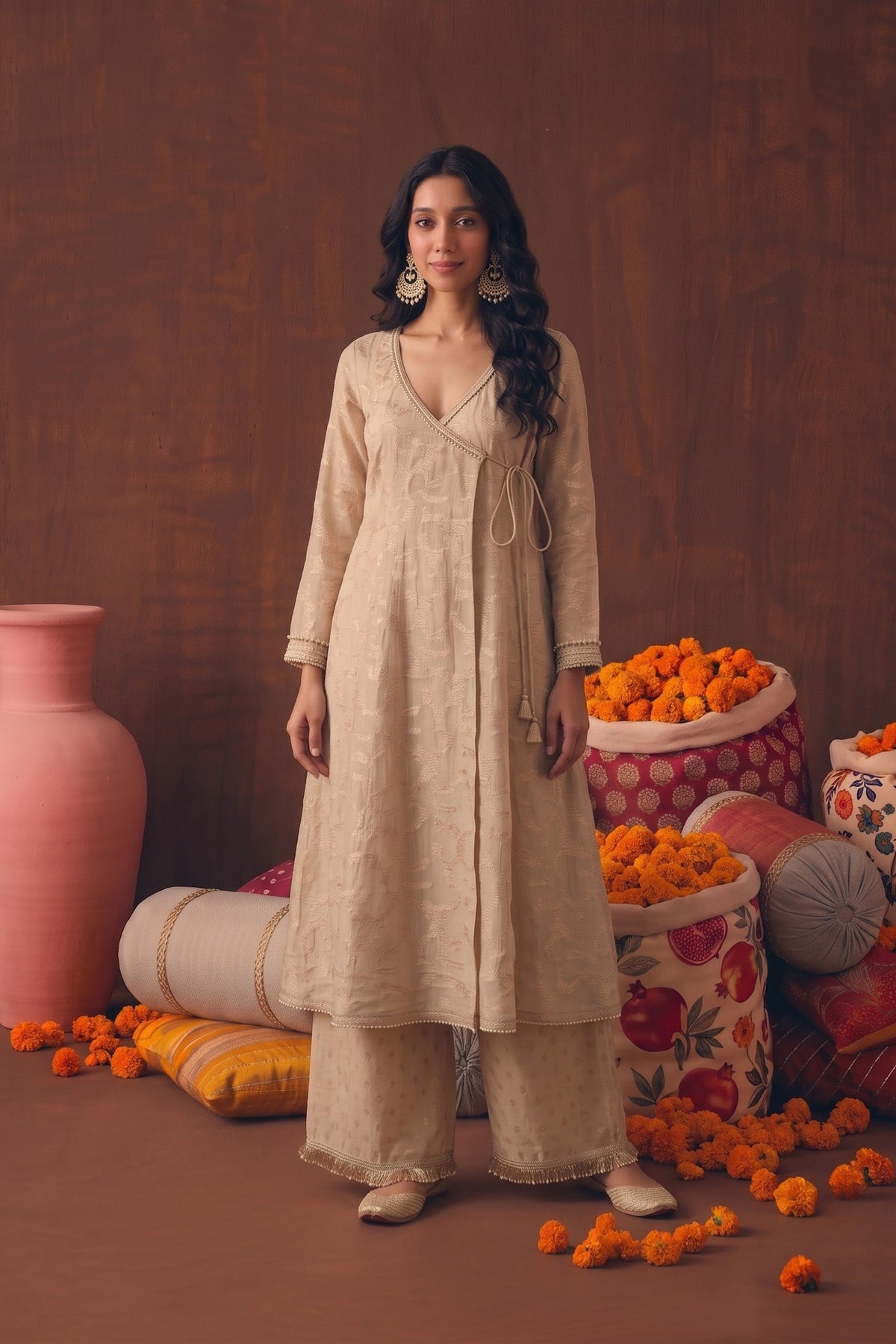 Ruhani Banarasi Tissue Angrakha With Palazzo