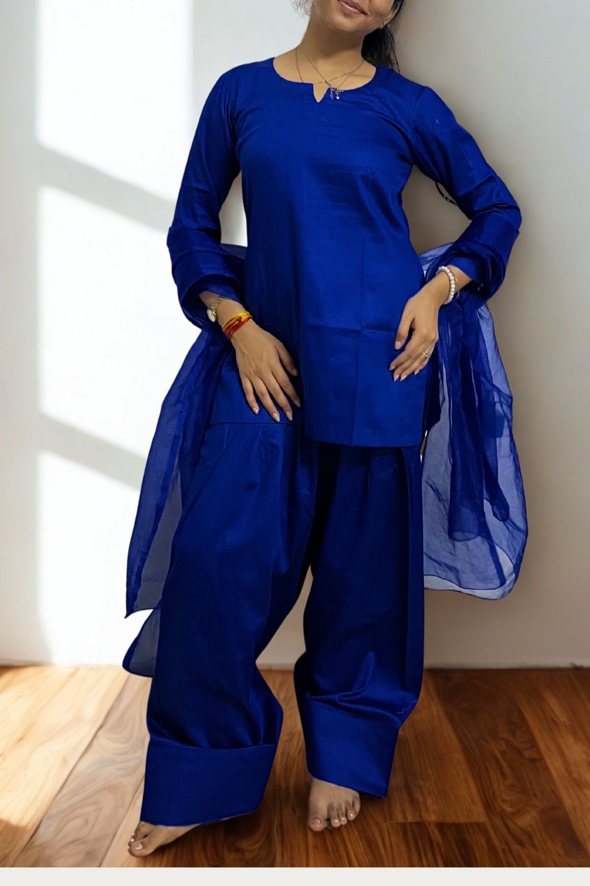 Solid Straight Kurta Farshi Salwar Set-Customisable