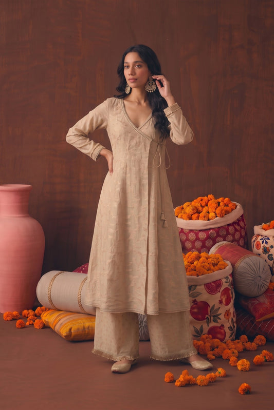 Ruhani Banarasi Tissue Angrakha With Palazzo