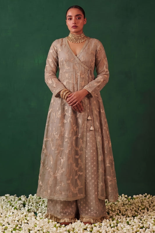 Ruhani Banarasi Tissue Angrakha With Palazzo